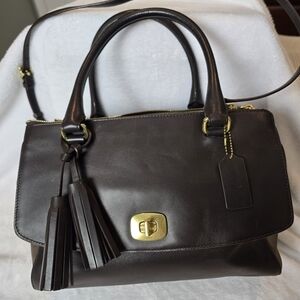 Coach PINNACLE HARPER TRIPLE ZIP SATCHEL IN POLISHED LEATHER TASSEL E1371-25316